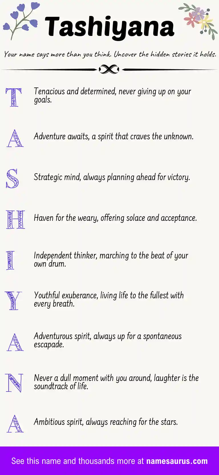 Acrostic poem about Tashiyana.
