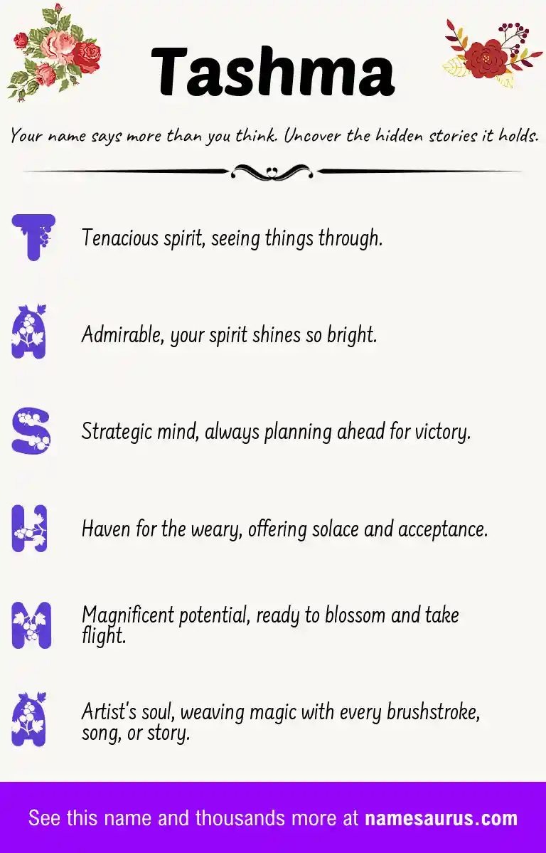 Acrostic poem about Tashma.