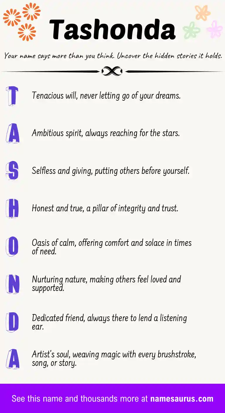 Acrostic poem about Tashonda.