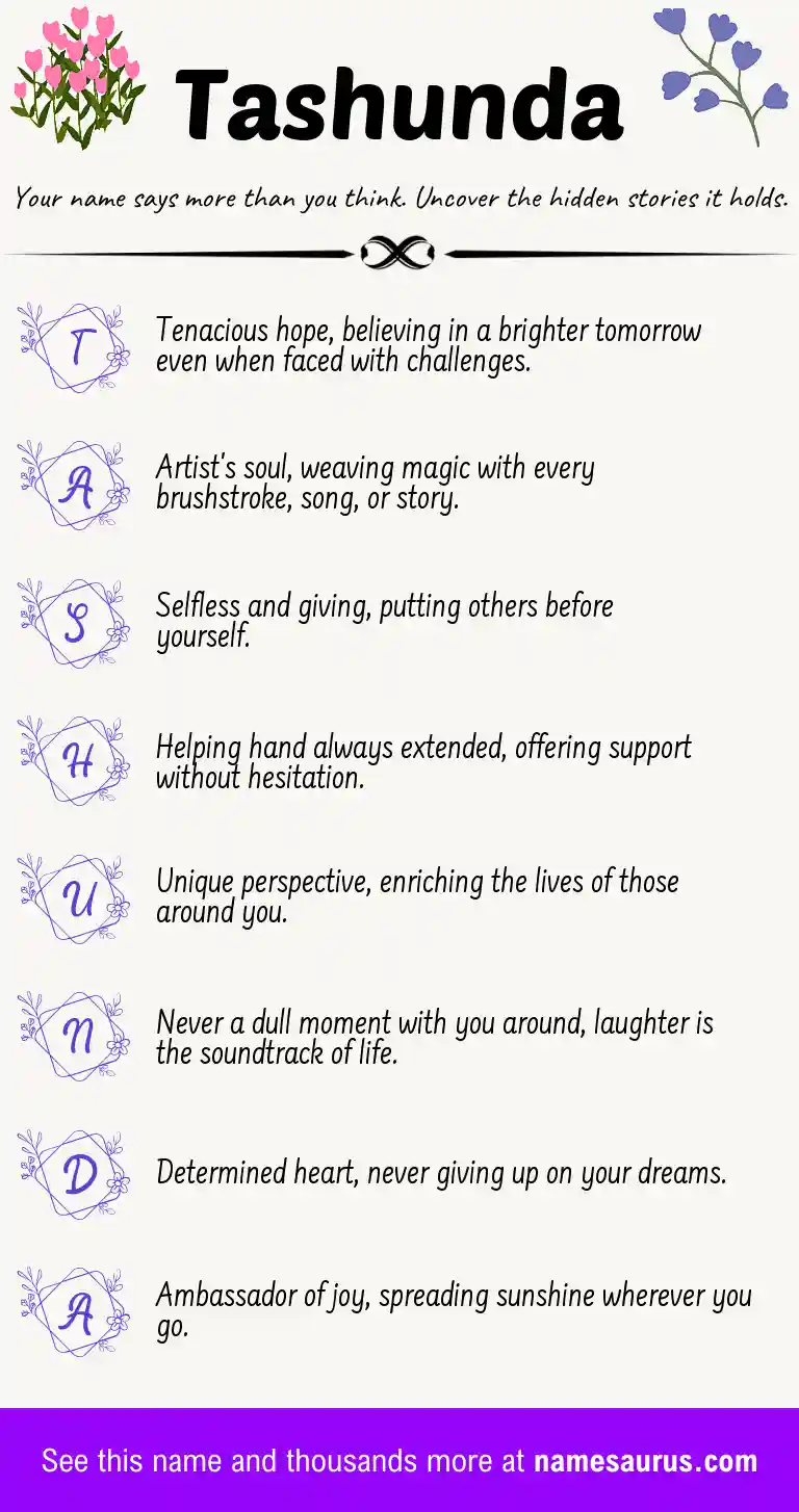 Acrostic poem about Tashunda.