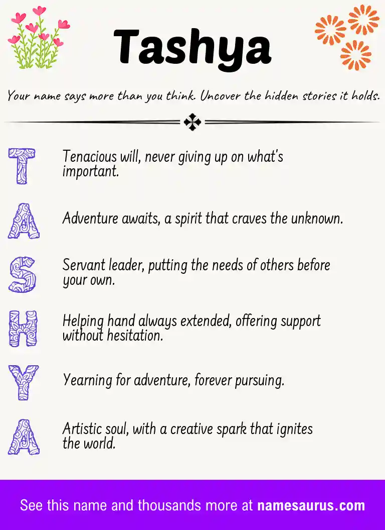 Acrostic poem about Tashya.