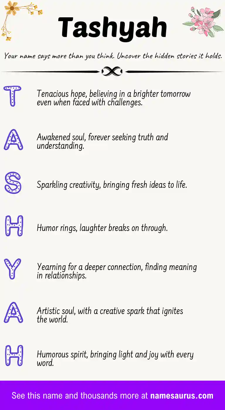 Acrostic poem about Tashyah.
