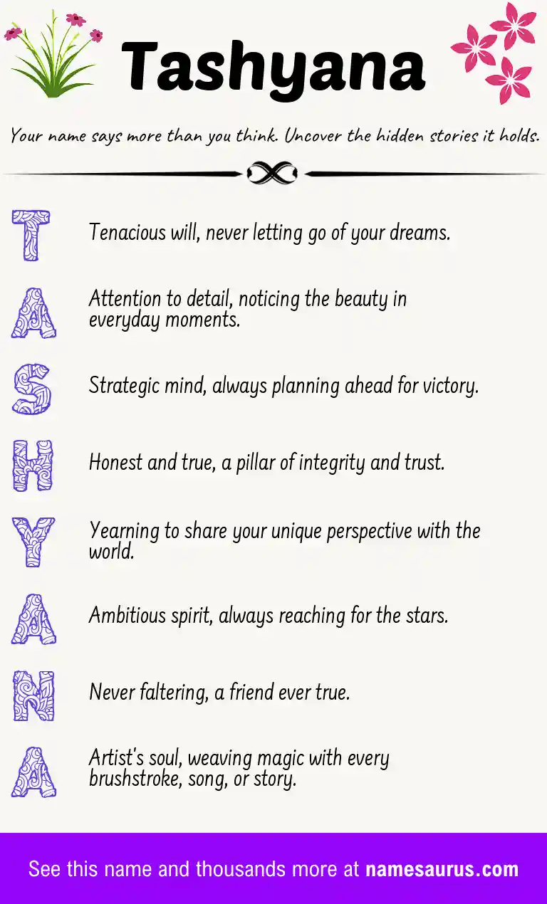 Acrostic poem about Tashyana.