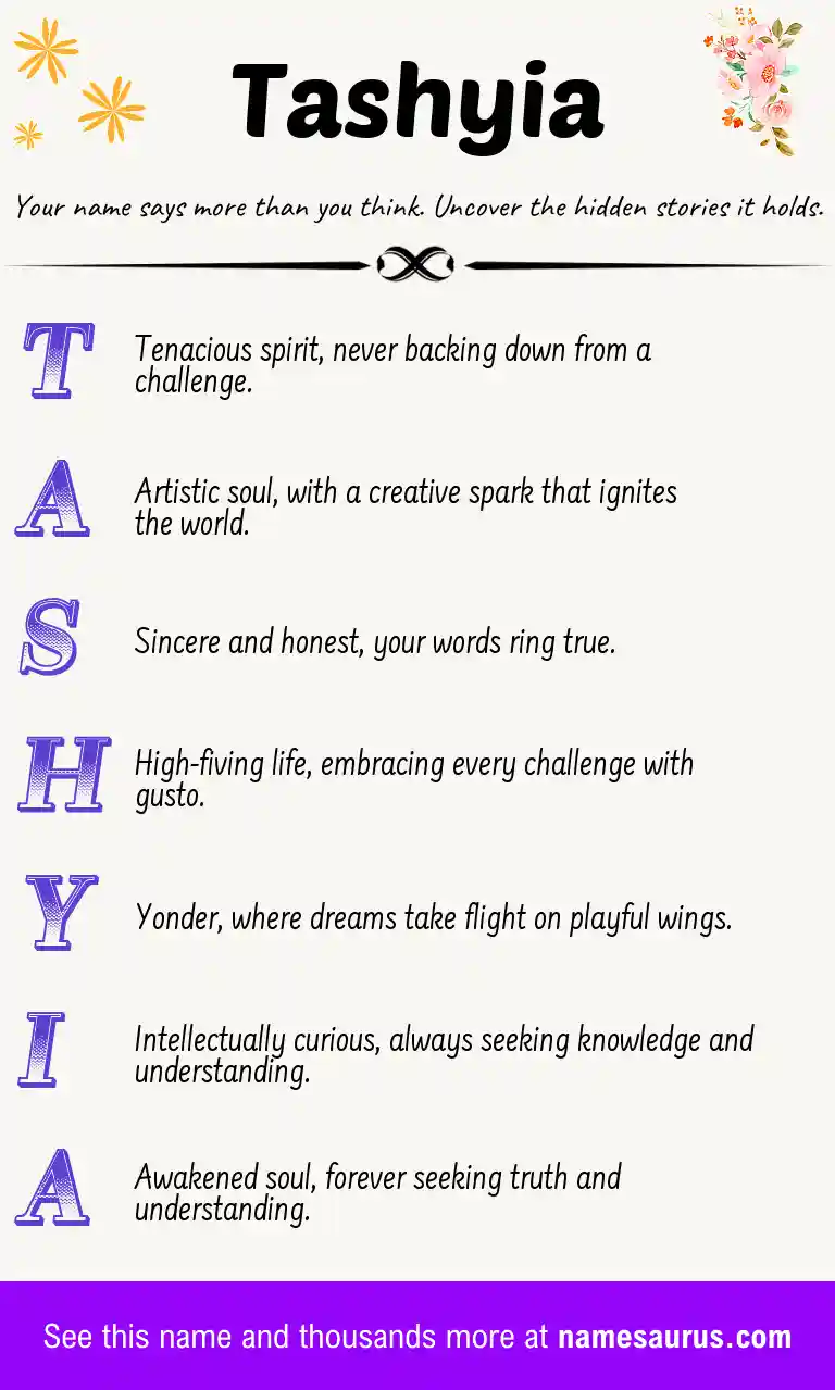 Acrostic poem about Tashyia.