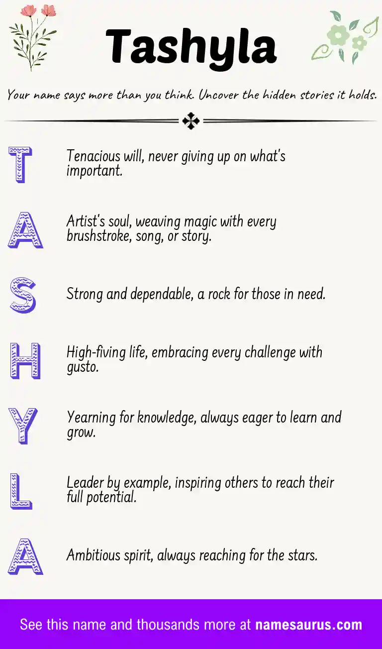 Acrostic poem about Tashyla.