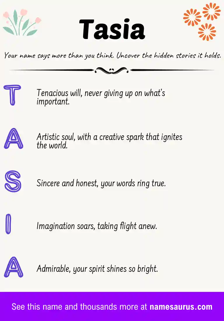 Acrostic poem about Tasia.