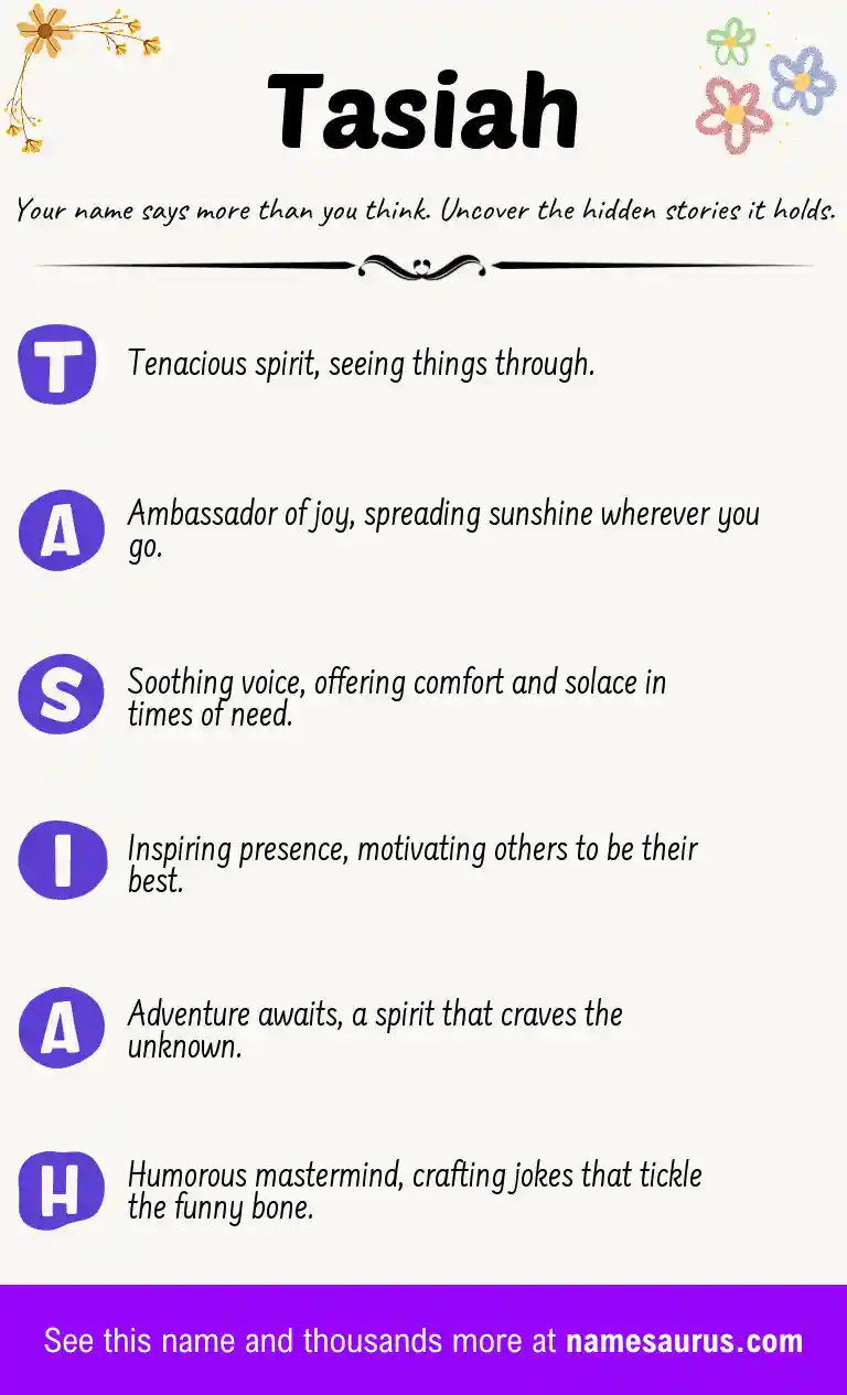 Acrostic poem about Tasiah.