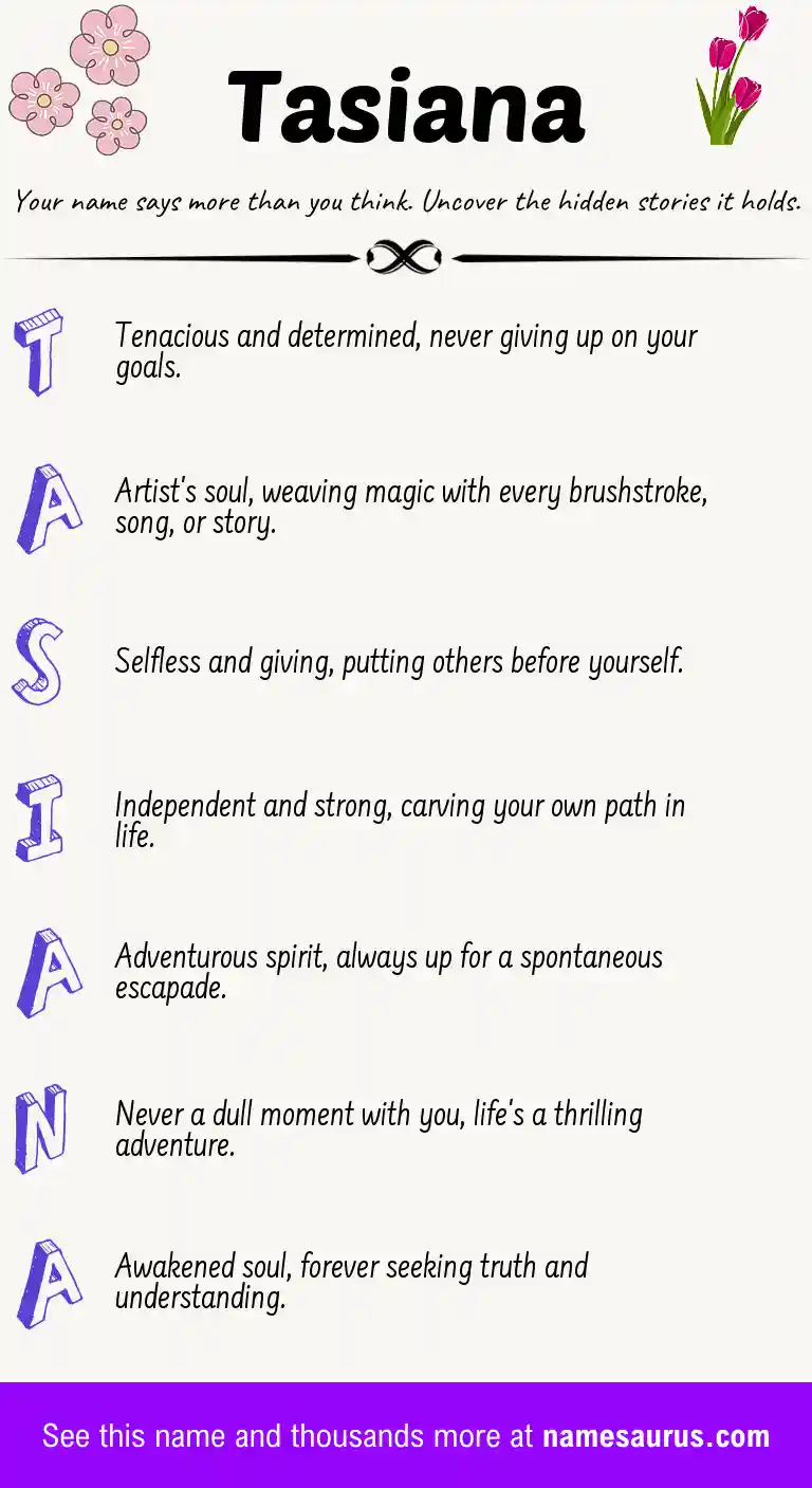 Acrostic poem about Tasiana.
