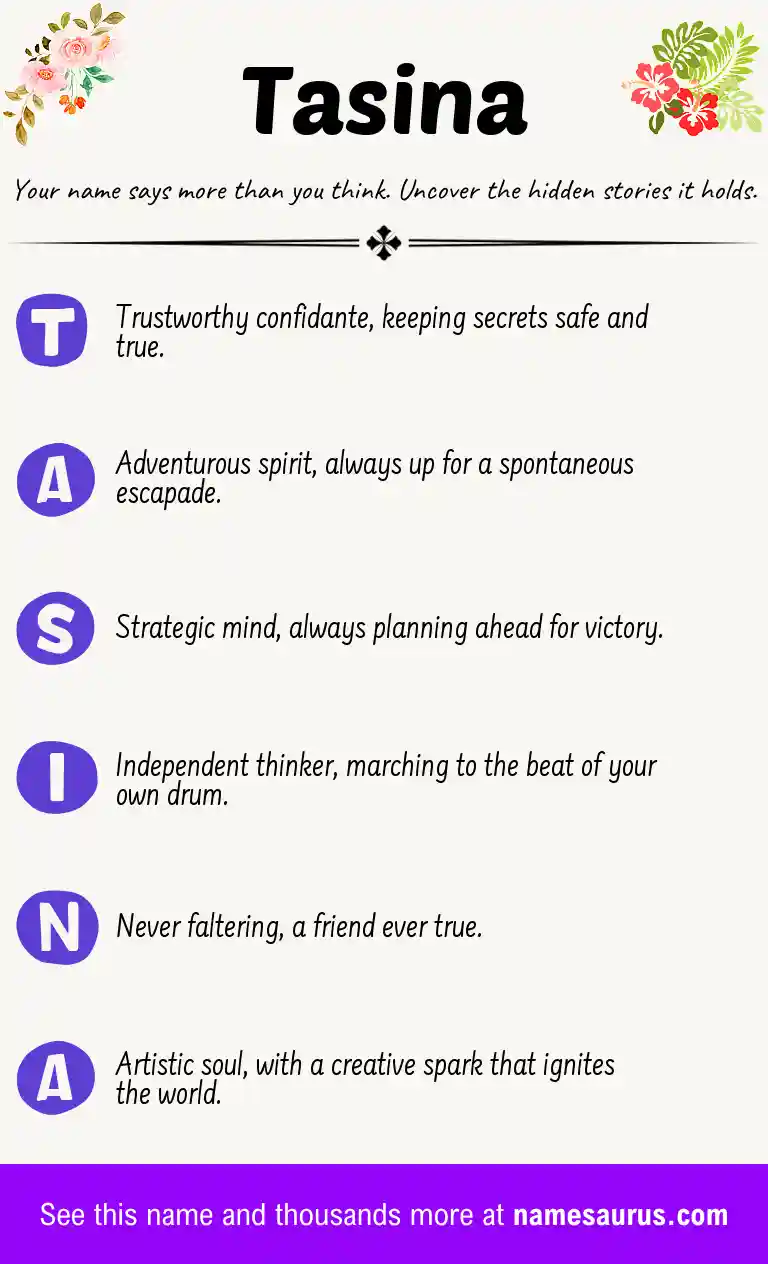 Acrostic poem about Tasina.