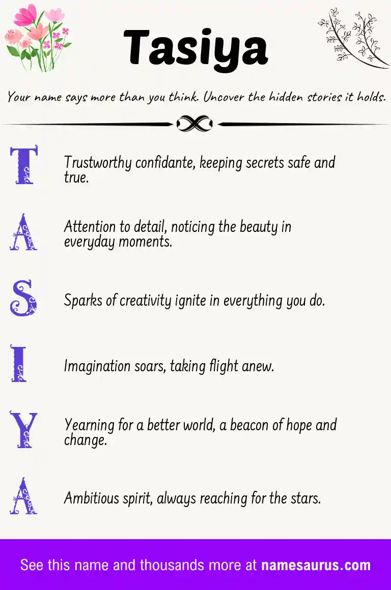 Acrostic poem about Tasiya.