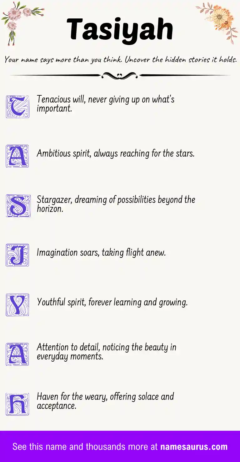 Acrostic poem about Tasiyah.