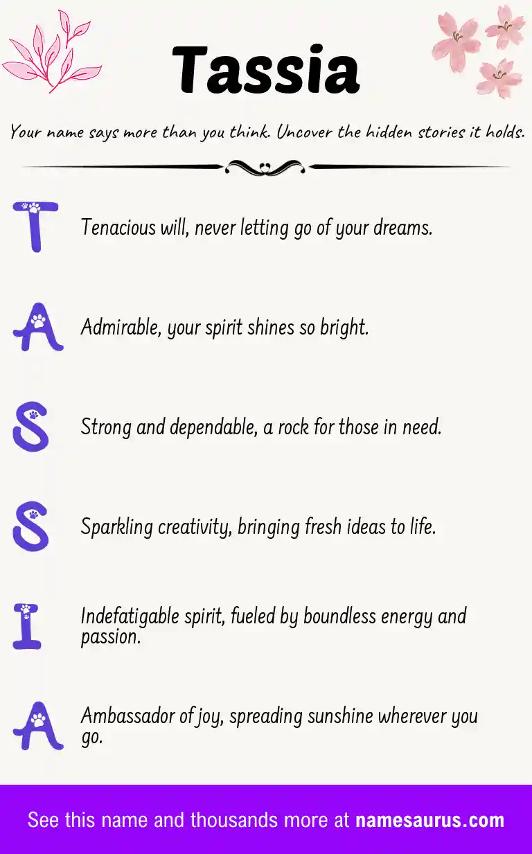 Acrostic poem about Tassia.