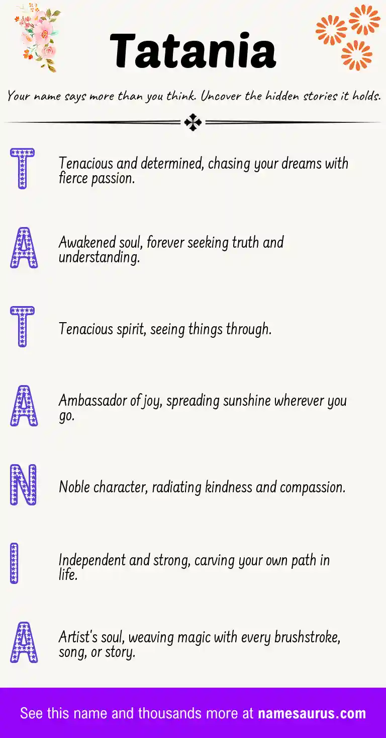Acrostic poem about Tatania.