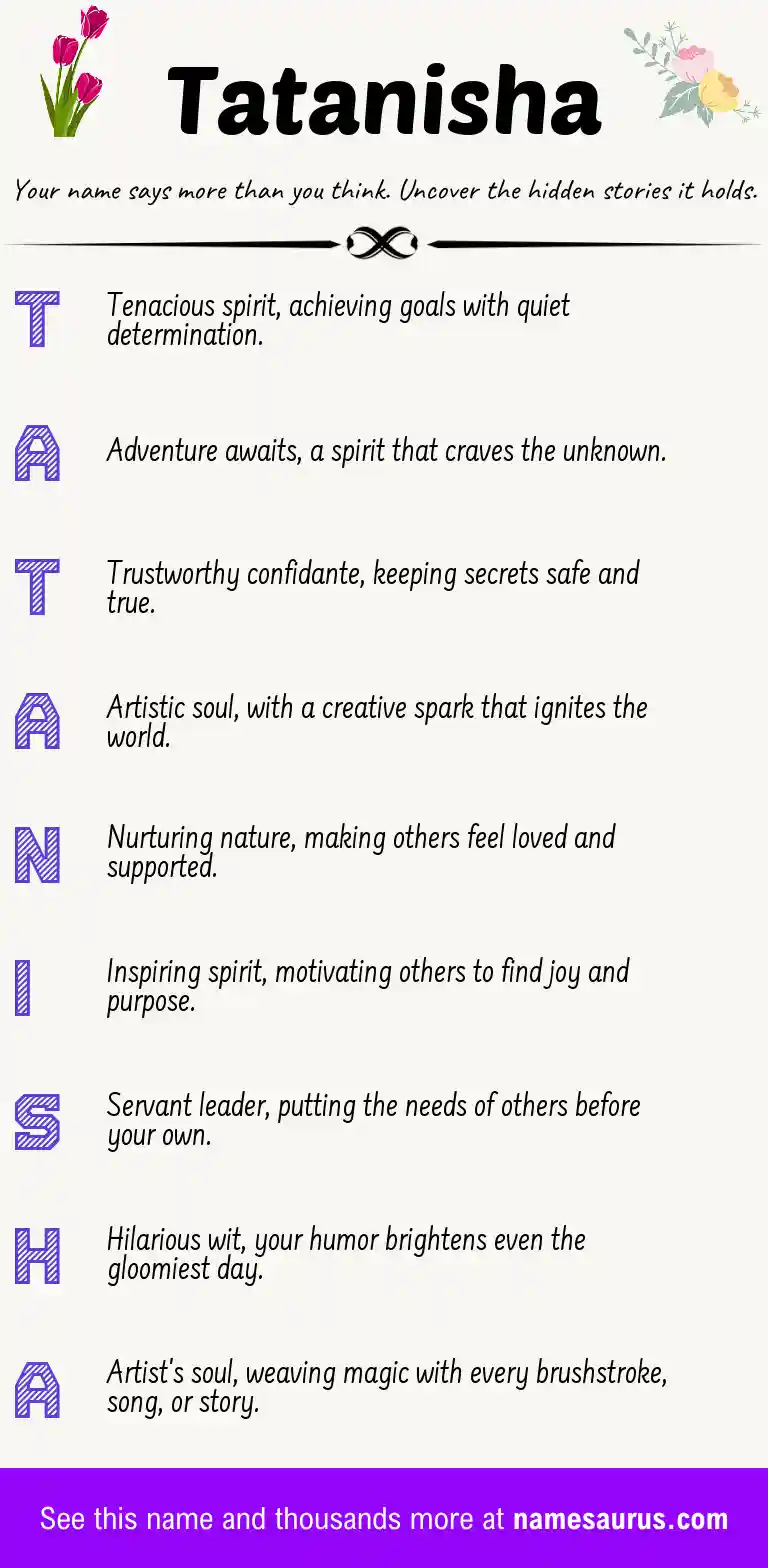 Acrostic poem about Tatanisha.