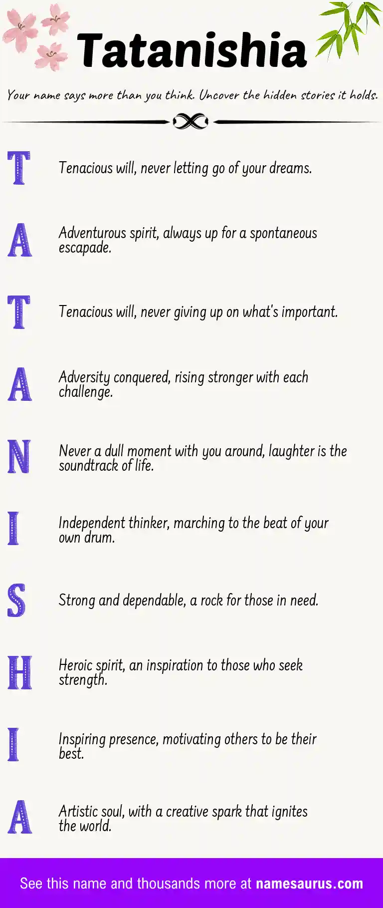 Acrostic poem about Tatanishia.