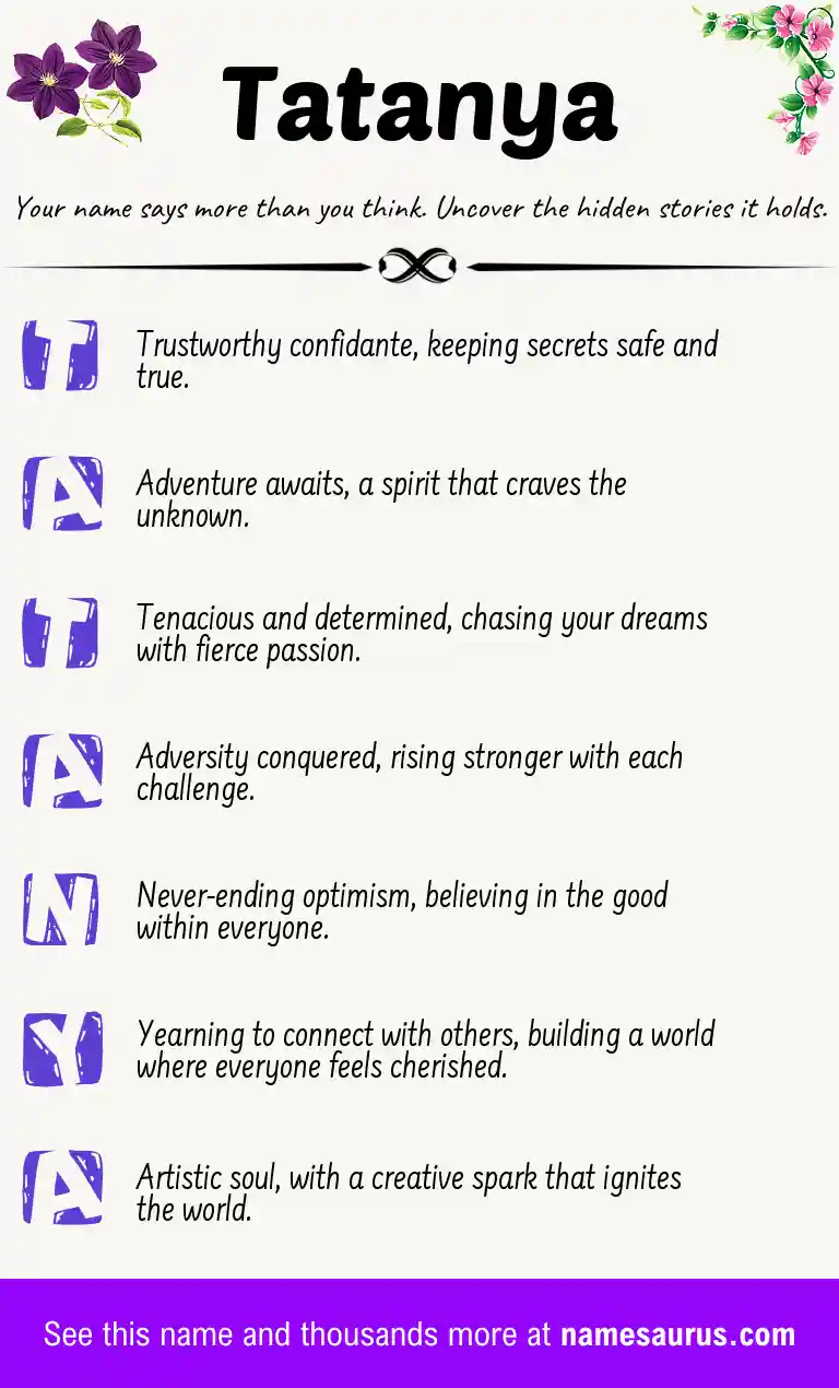 Acrostic poem about Tatanya.