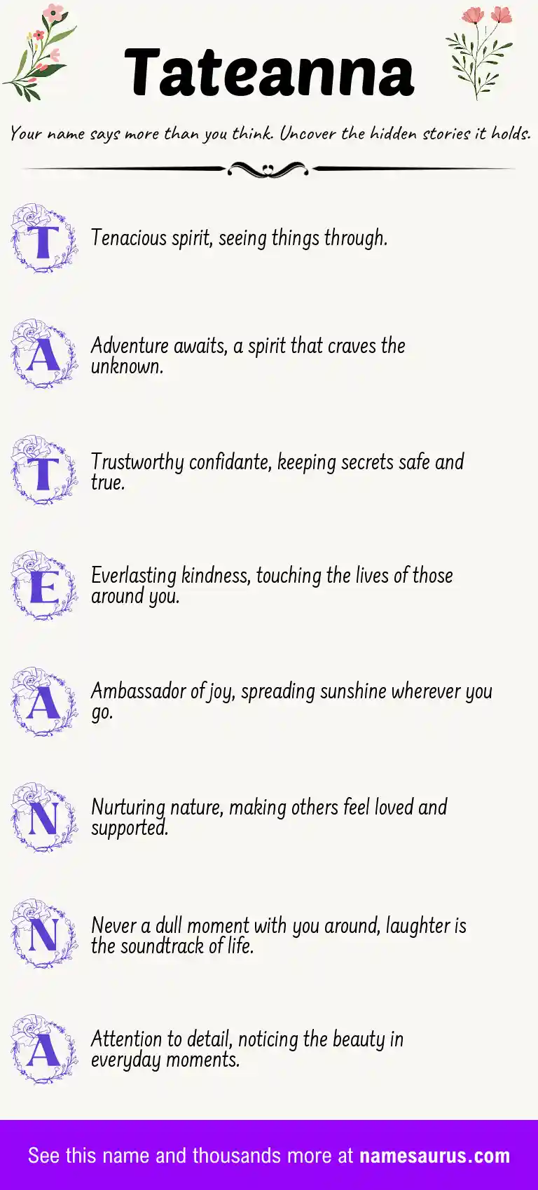 Acrostic poem about Tateanna.