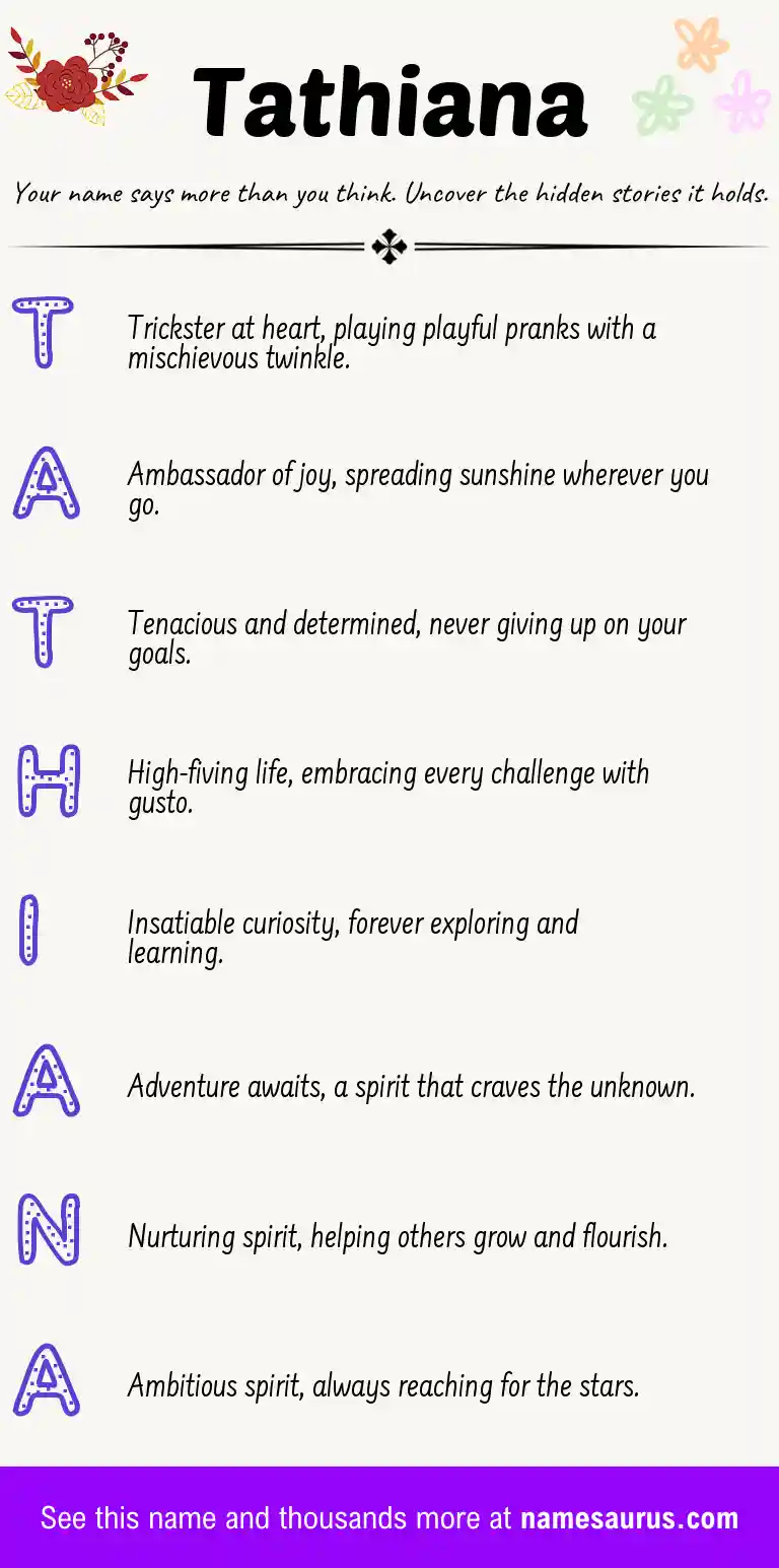 Acrostic poem about Tathiana.