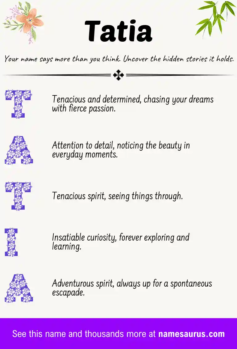Acrostic poem about Tatia.
