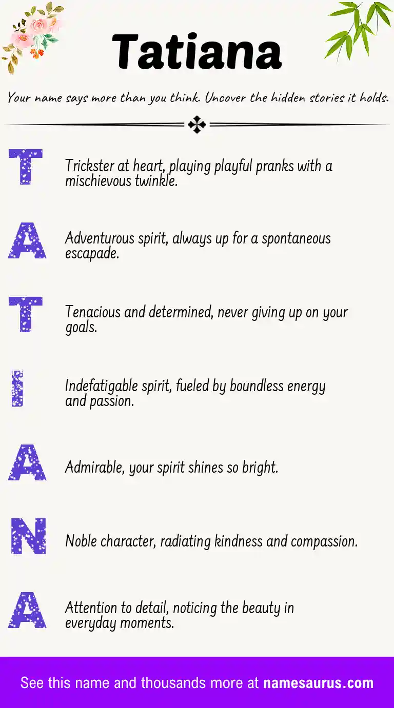 Acrostic poem about Tatiana.