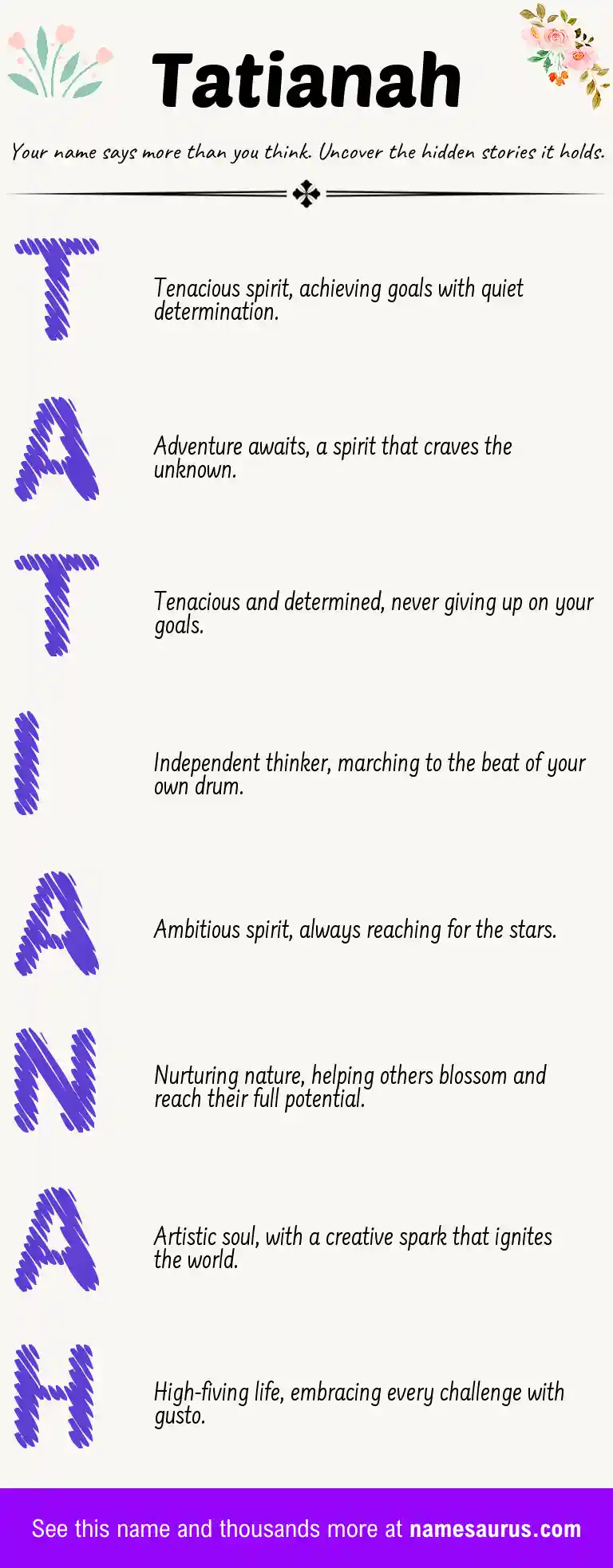 Acrostic poem about Tatianah.