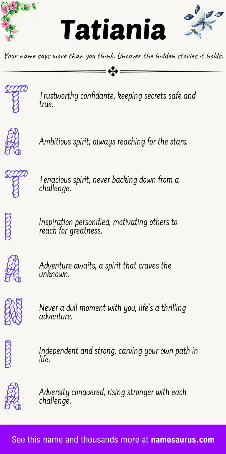 Acrostic poem about Tatiania.