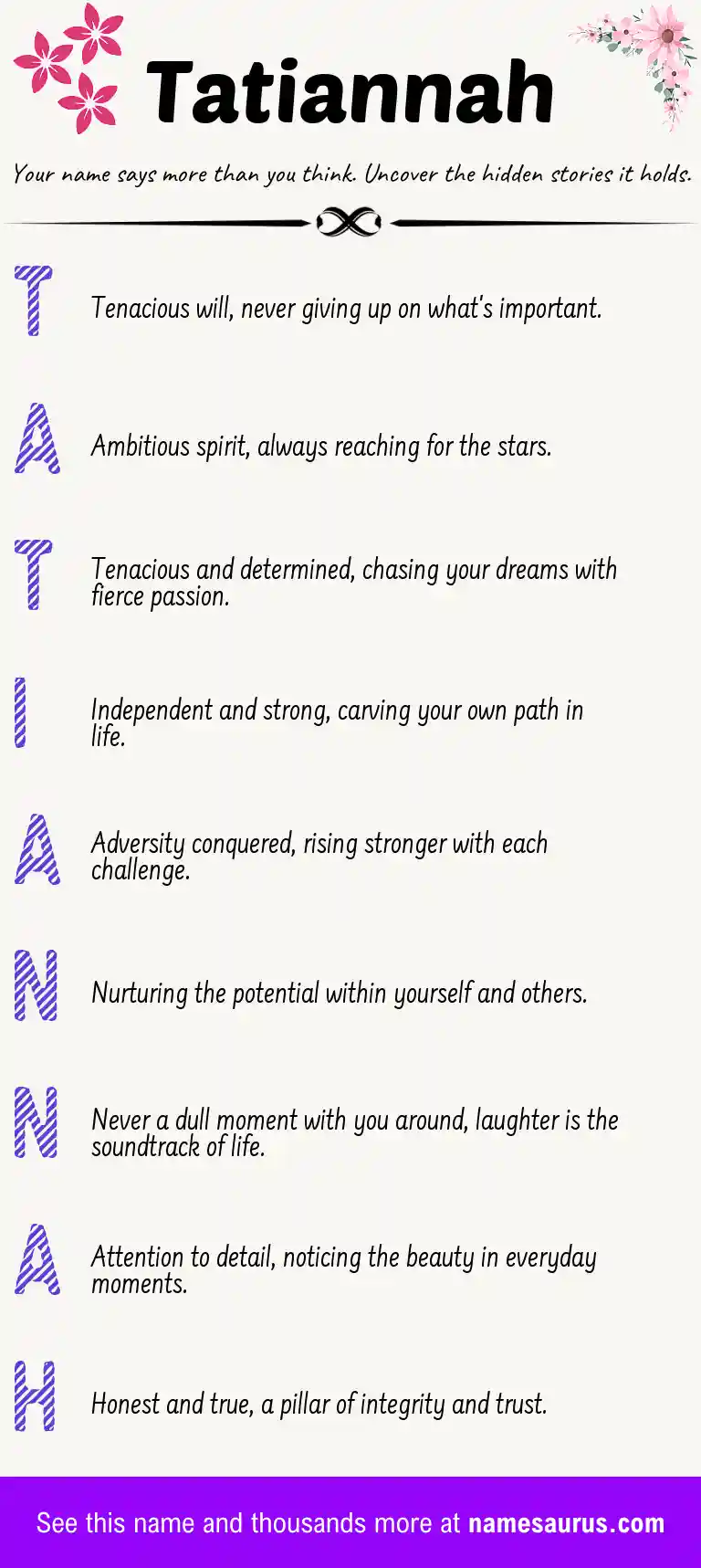 Acrostic poem about Tatiannah.