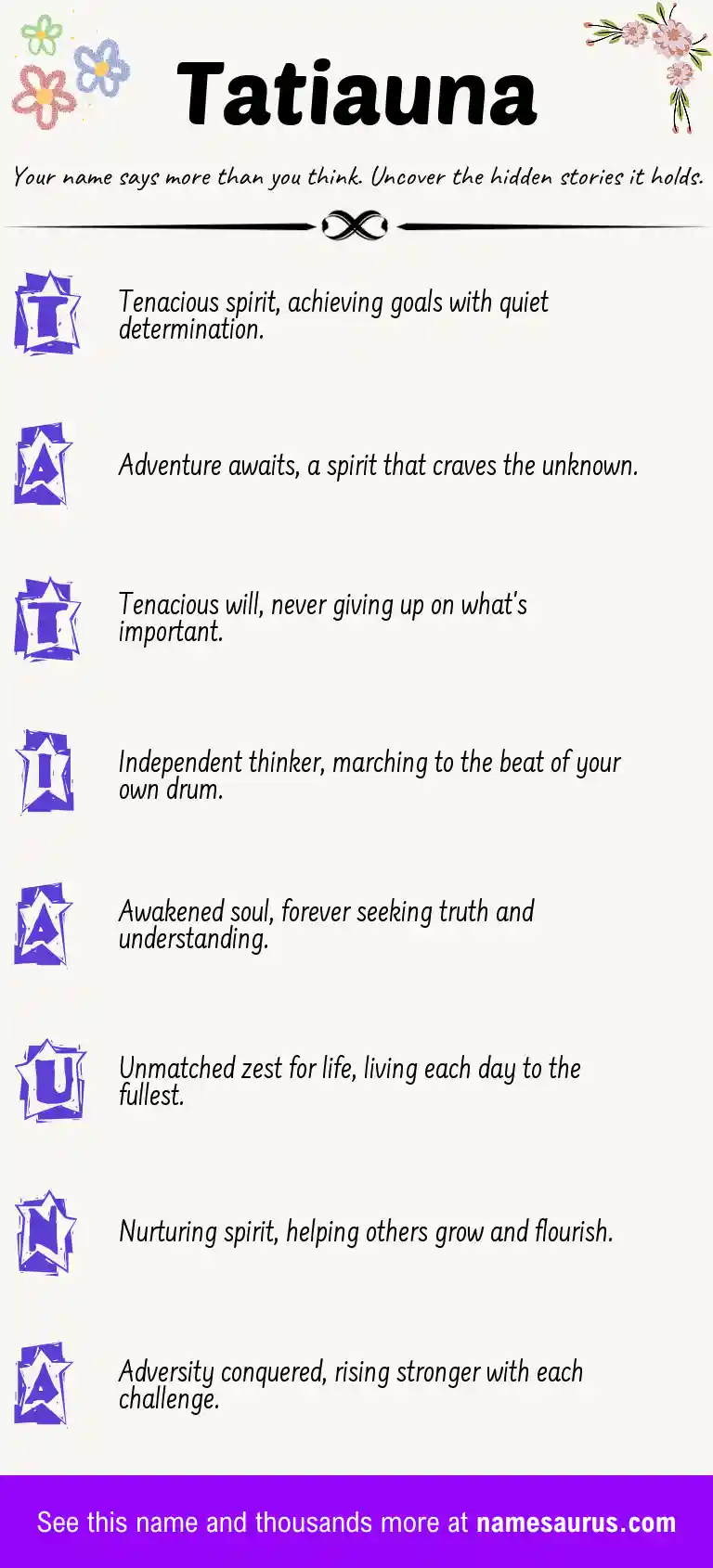 Acrostic poem about Tatiauna.
