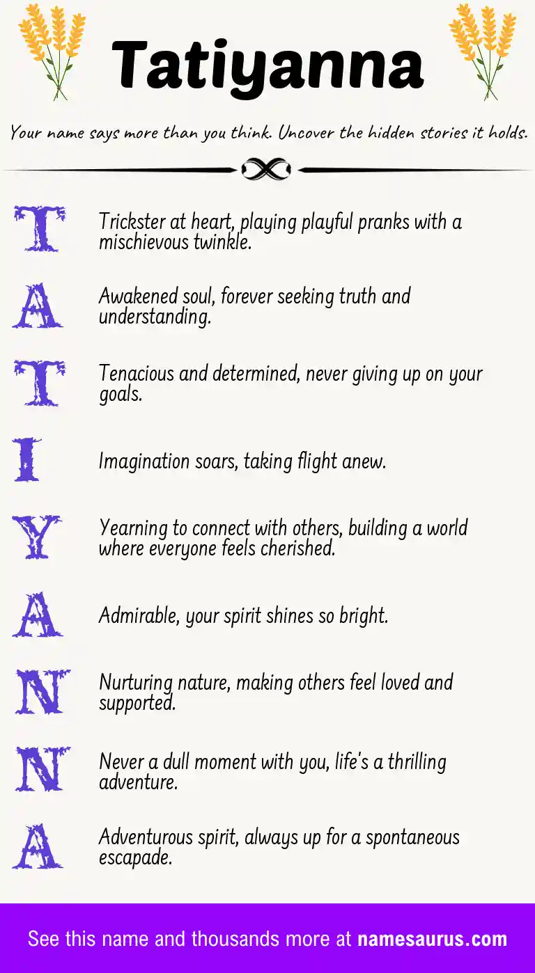 Acrostic poem about Tatiyanna.