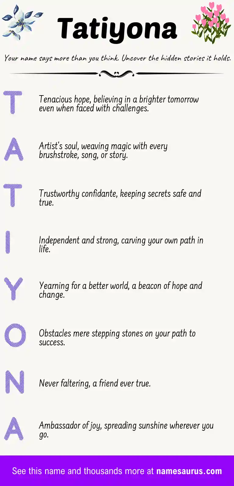 Acrostic poem about Tatiyona.