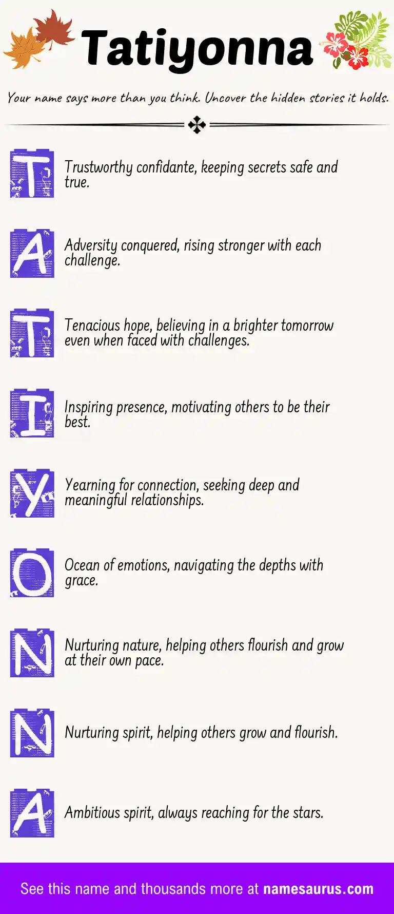 Acrostic poem about Tatiyonna.