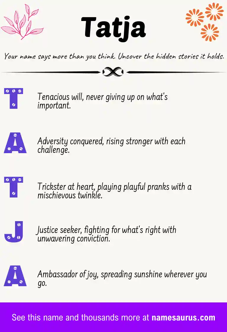 Acrostic poem about Tatja.