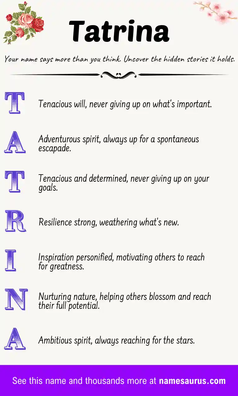 Acrostic poem about Tatrina.