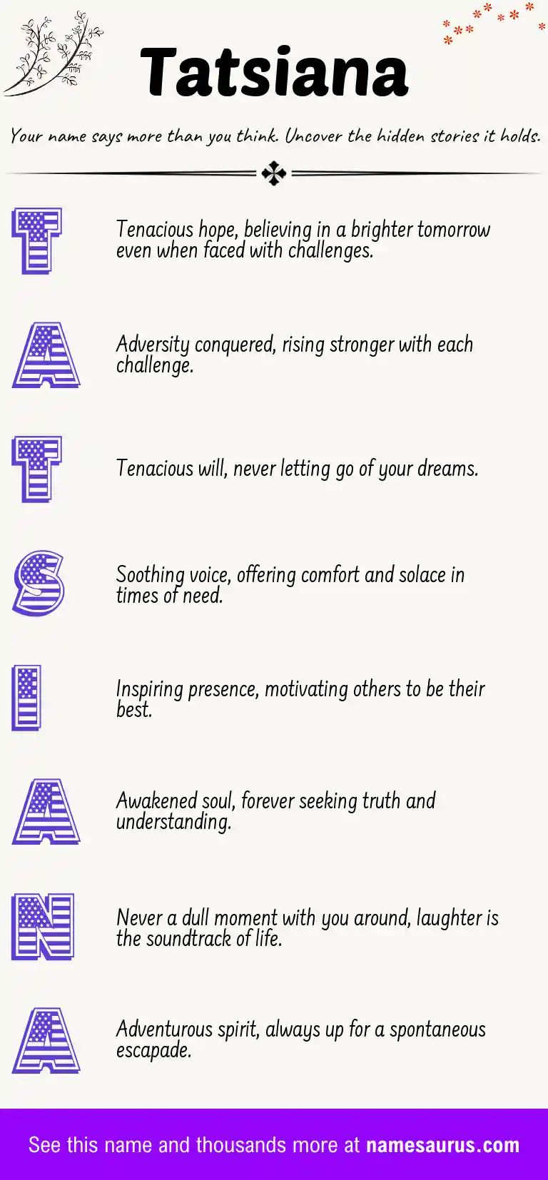 Acrostic poem about Tatsiana.