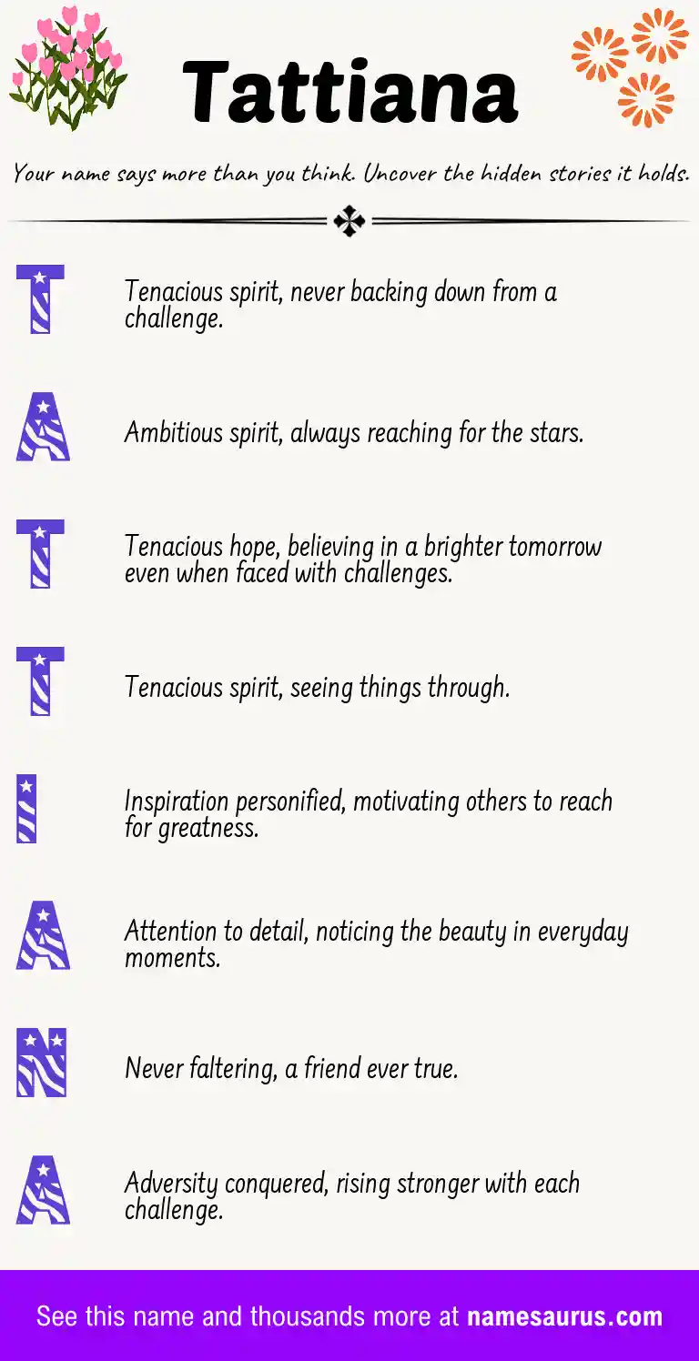 Acrostic poem about Tattiana.