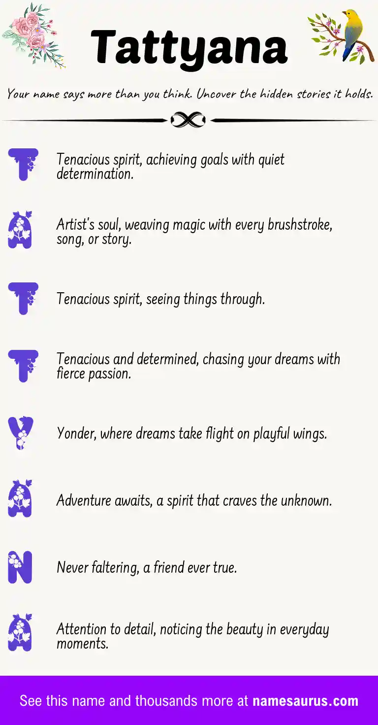 Acrostic poem about Tattyana.