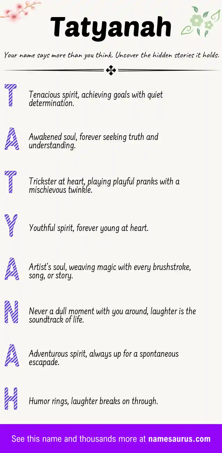 Acrostic poem about Tatyanah.