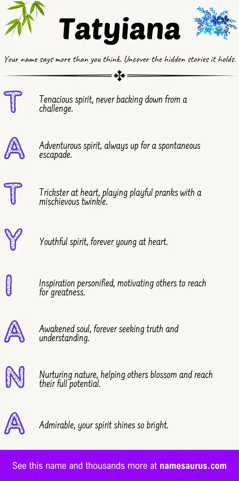 Acrostic poem about Tatyiana.