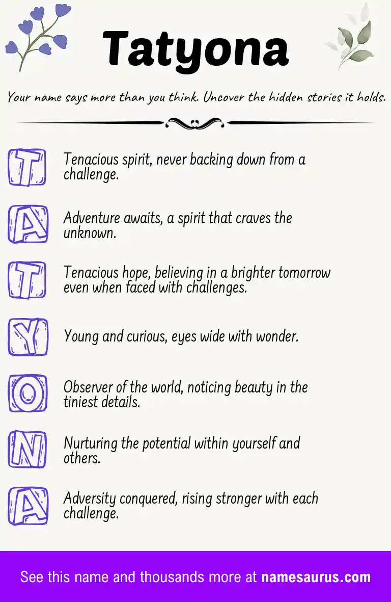 Acrostic poem about Tatyona.