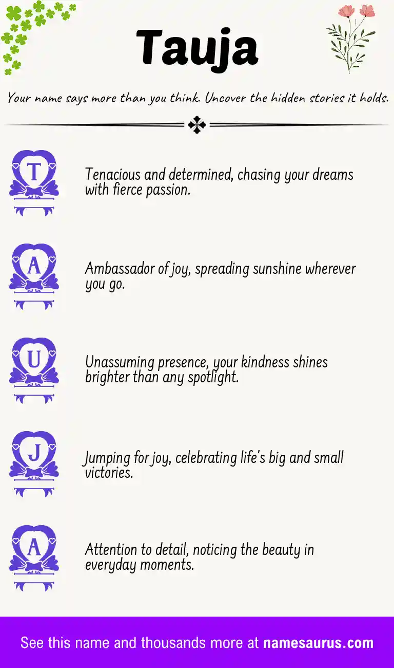 Acrostic poem about Tauja.