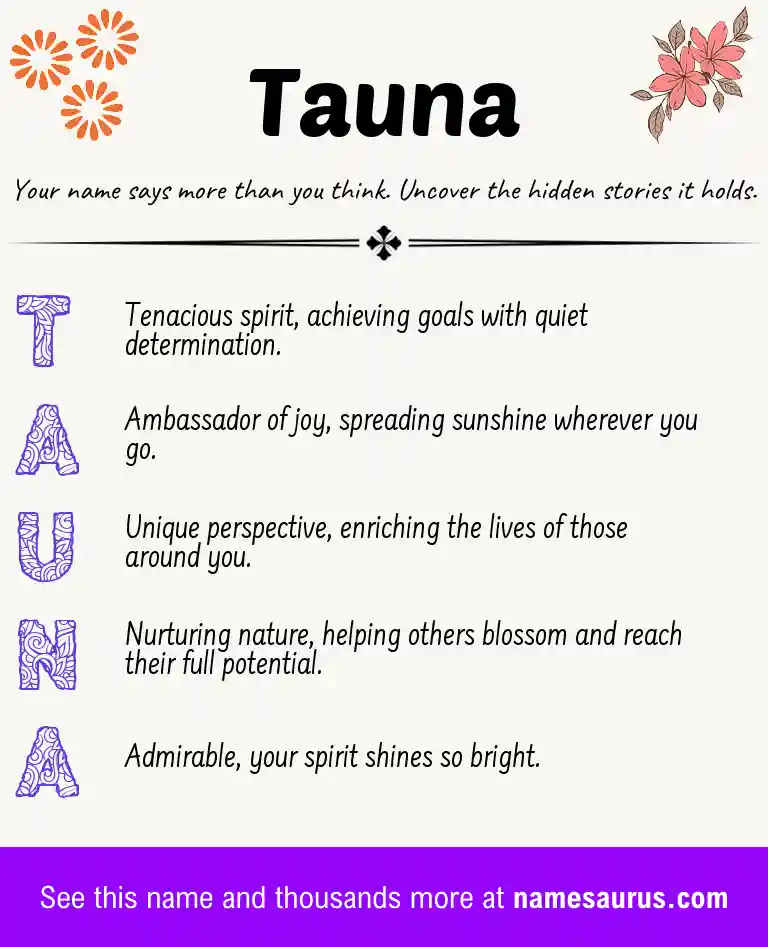 Acrostic poem about Tauna.