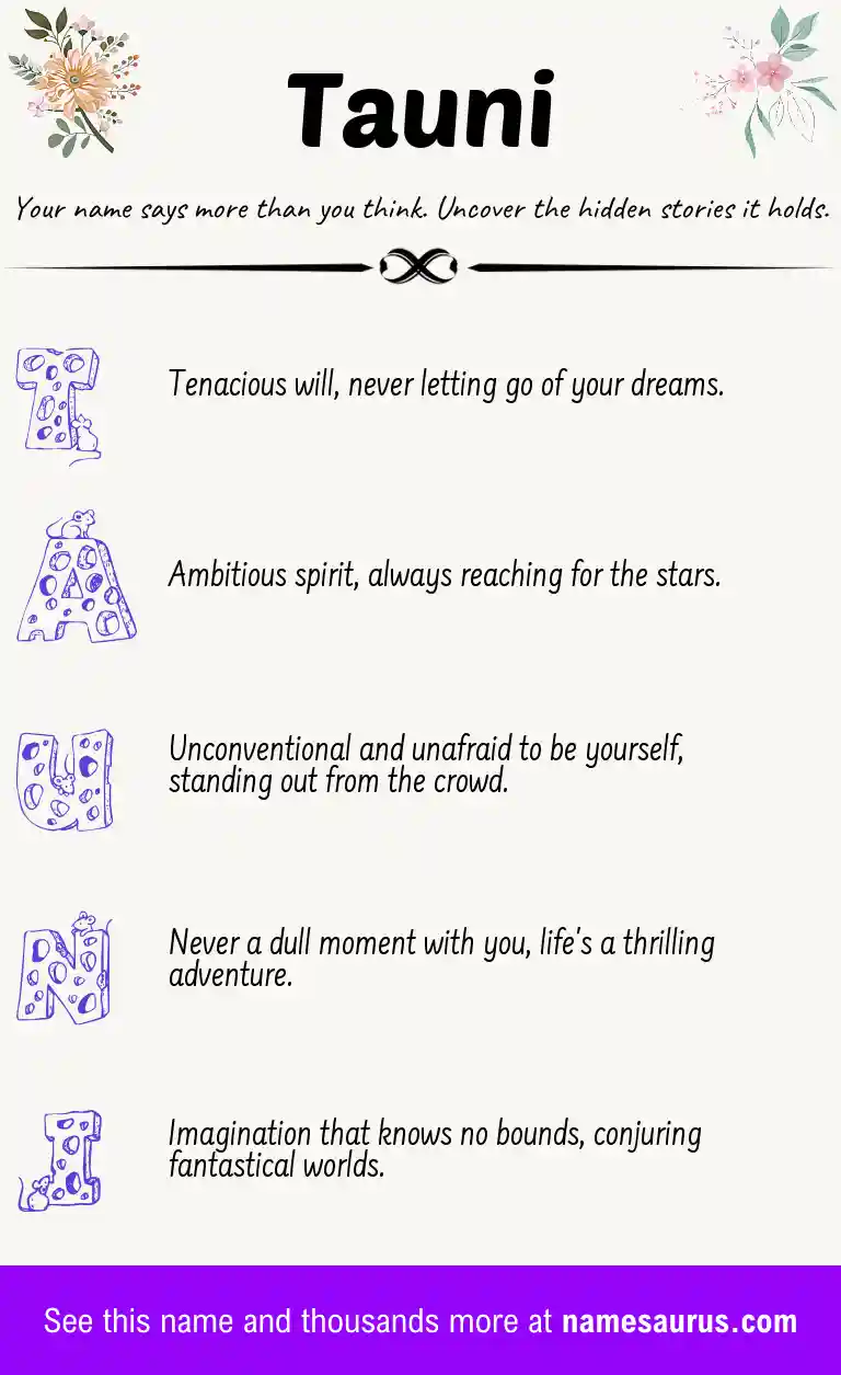 Acrostic poem about Tauni.
