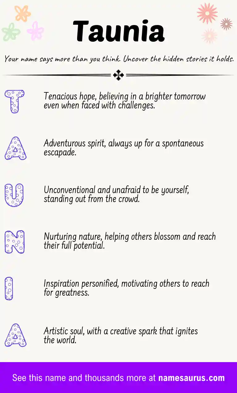 Acrostic poem about Taunia.
