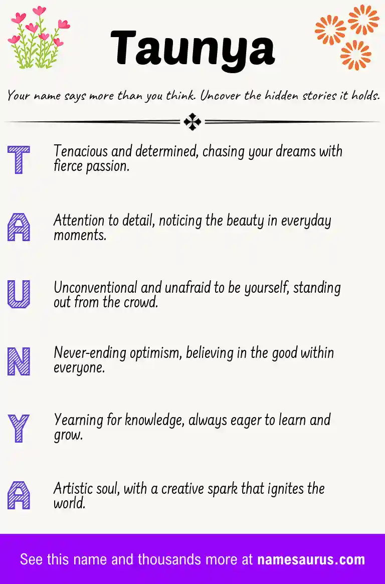 Acrostic poem about Taunya.