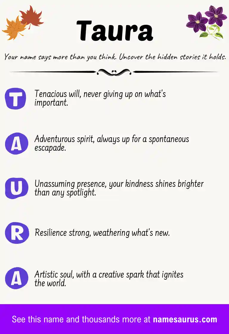 Acrostic poem about Taura.
