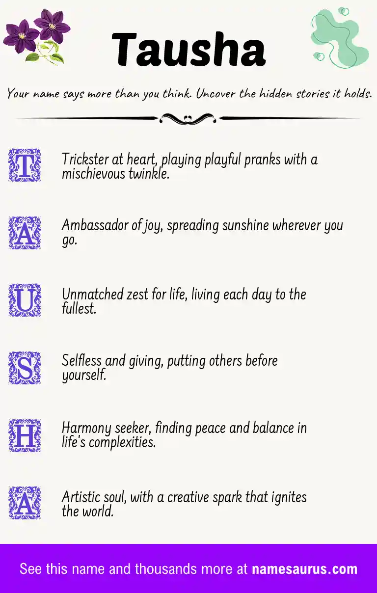 Acrostic poem about Tausha.