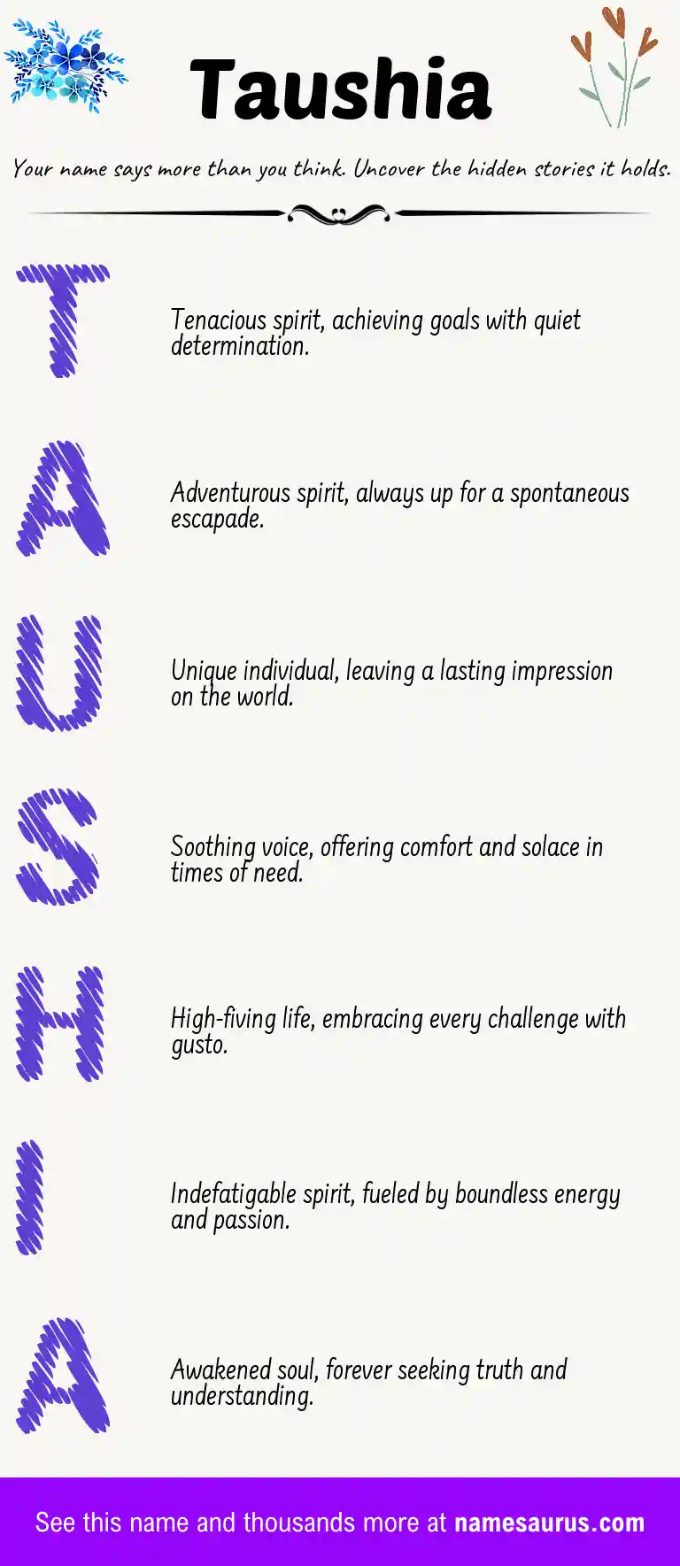 Acrostic poem about Taushia.