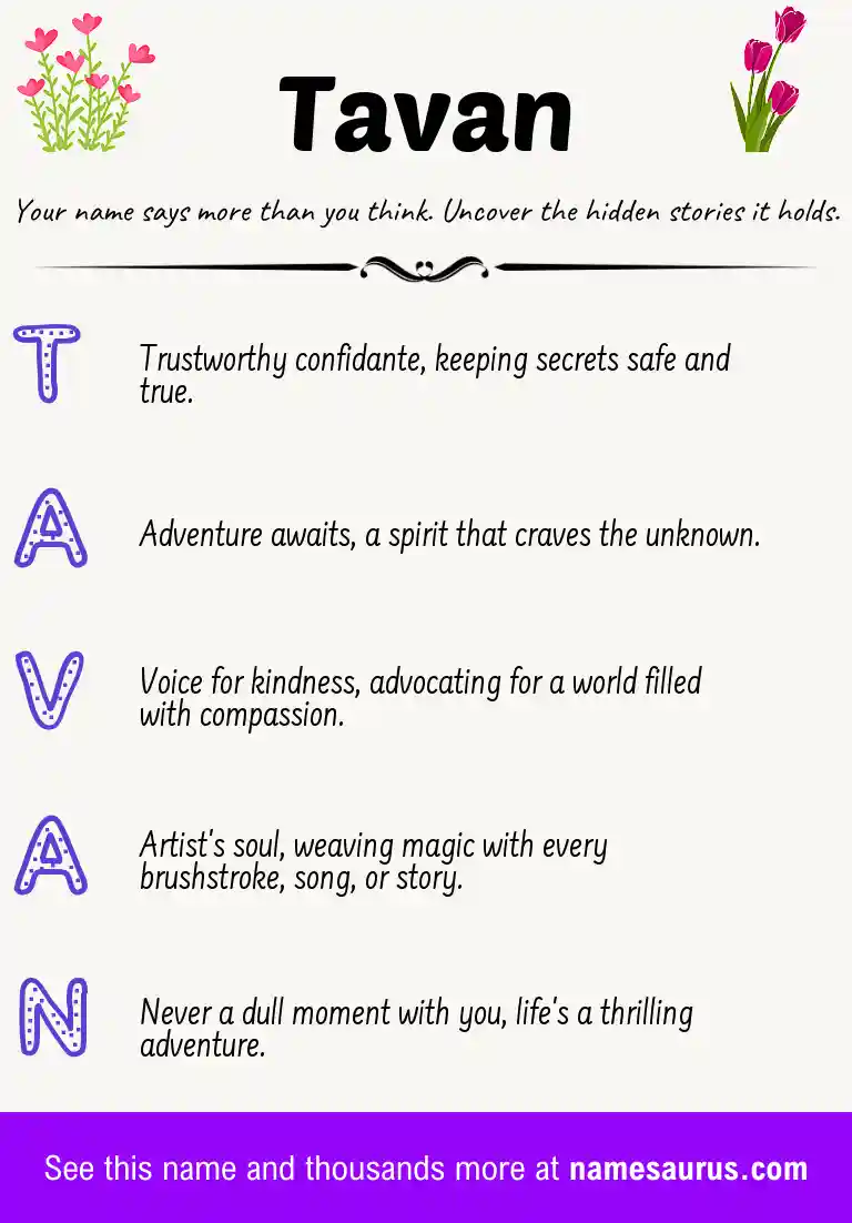 Acrostic poem about Tavan.