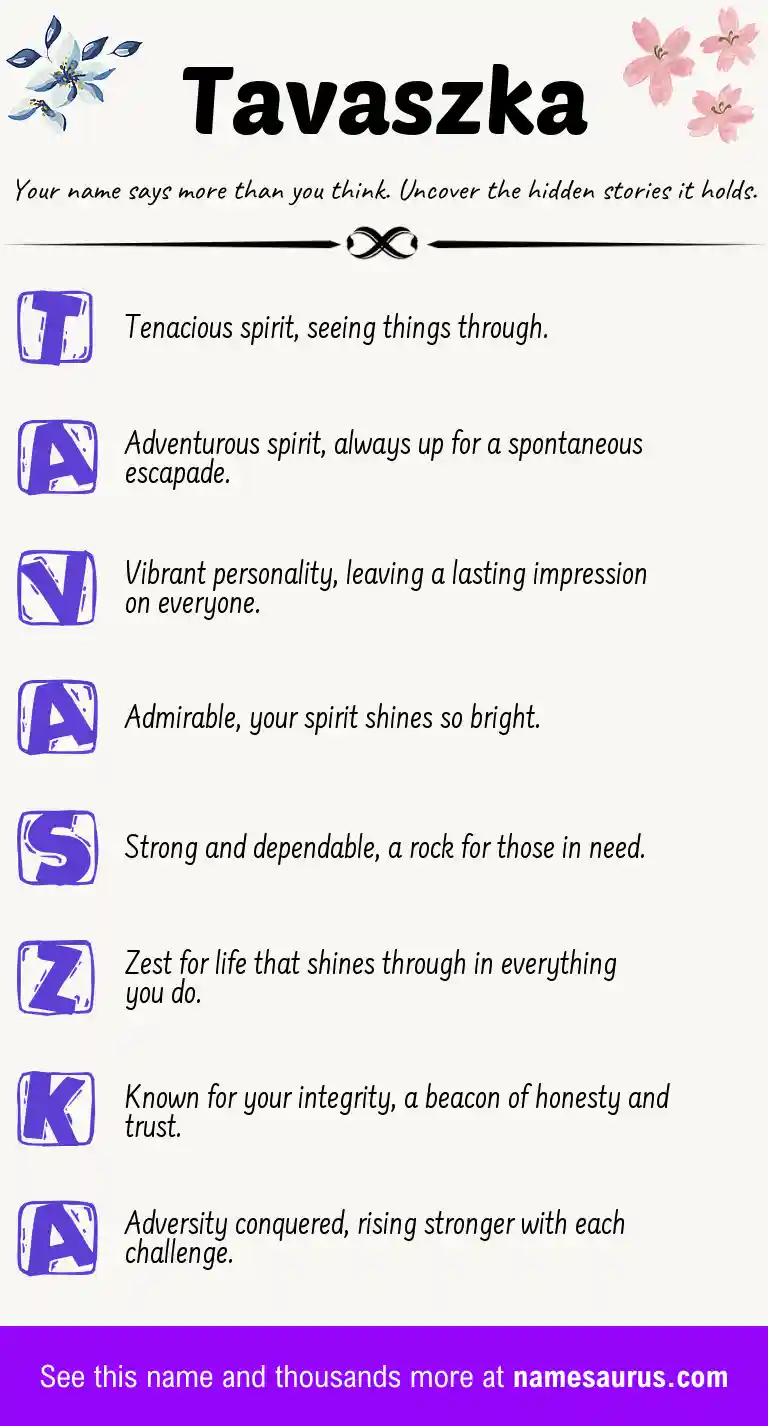 Acrostic poem about Tavaszka.
