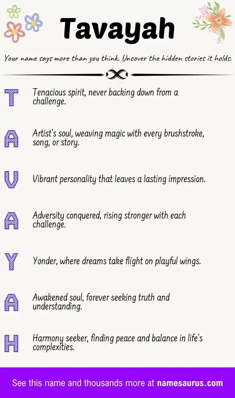 Acrostic poem about Tavayah.
